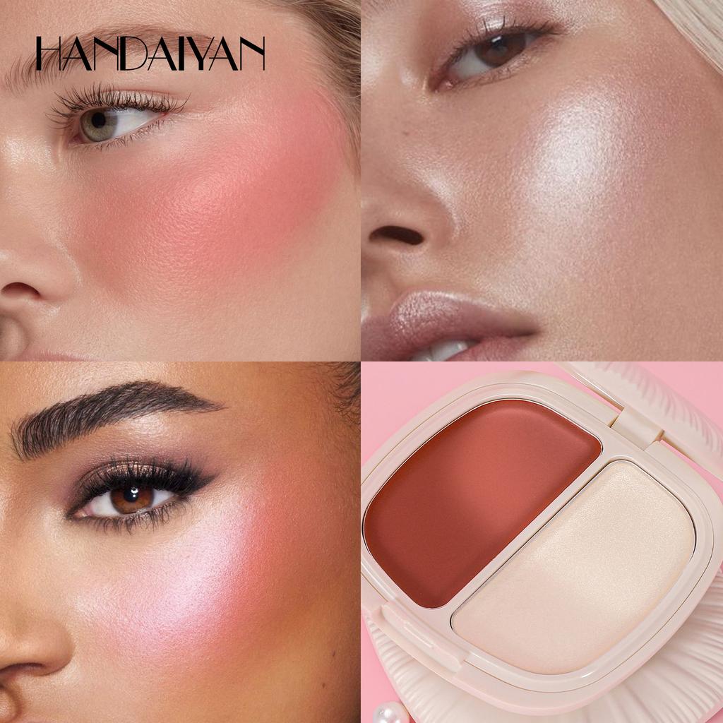 Zweifarbige Highlighter-Rouge-Creme Pure Wind Makeup Gesichtsaufhellung Langanhaltendes wasserdichtes mattes Rouge