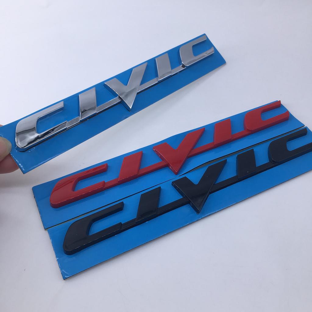 1PCS 3D ABS Honda Civic Car Letter Logo BT Sticker Tail Bumper Badge Auto Rear Trunk Emblem High-Quality Accessory