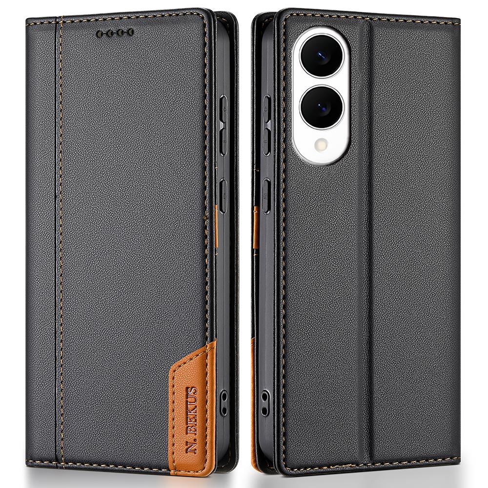 N.BEKUS P3 For Samsung Galaxy S25 Edge Case RFID Blocking Wallet Stand PU Leather Flip Phone Cover