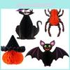 Stunning Double-sided Spider And Single-sided Bat Honeycomb Hangings For Halloween Decor