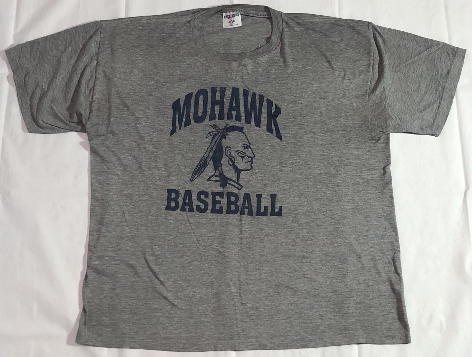 Jerzees T Shirt Men s Extra Large Graphic Print Mohawk Baseball Sports Gray Tee S