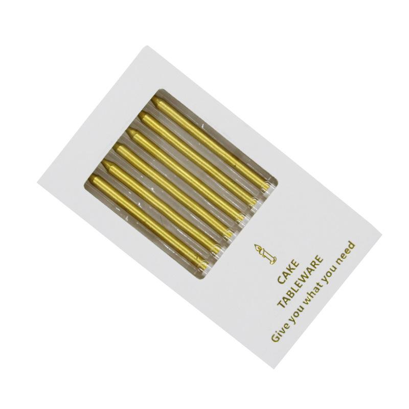 

New Gold-plated Color Boxed Pencils, 8-piece Cake Candles, Electroplated Polished Gold and Silver Party Candles ZS023 Gold Plated Candle - Colorful