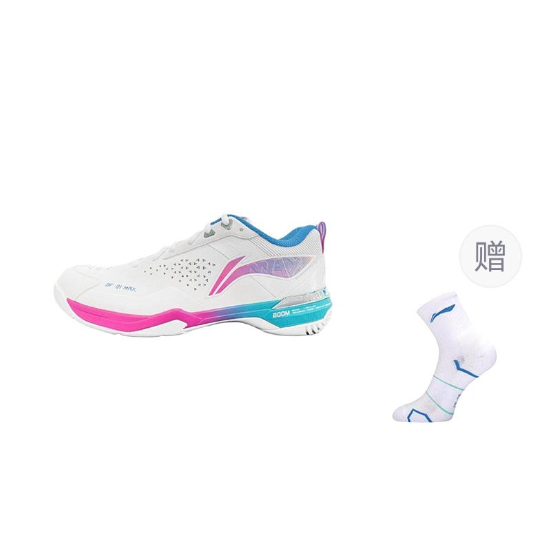 Li Ning Blade Ma Cushioning Slip Resistant Abrasion Resistant Low Top Badminton Shoes Unisex White Pink Blue AYAU005-4