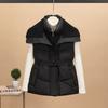 European big collar down cotton vest women's short splicing lamb wool vest waist jacket new