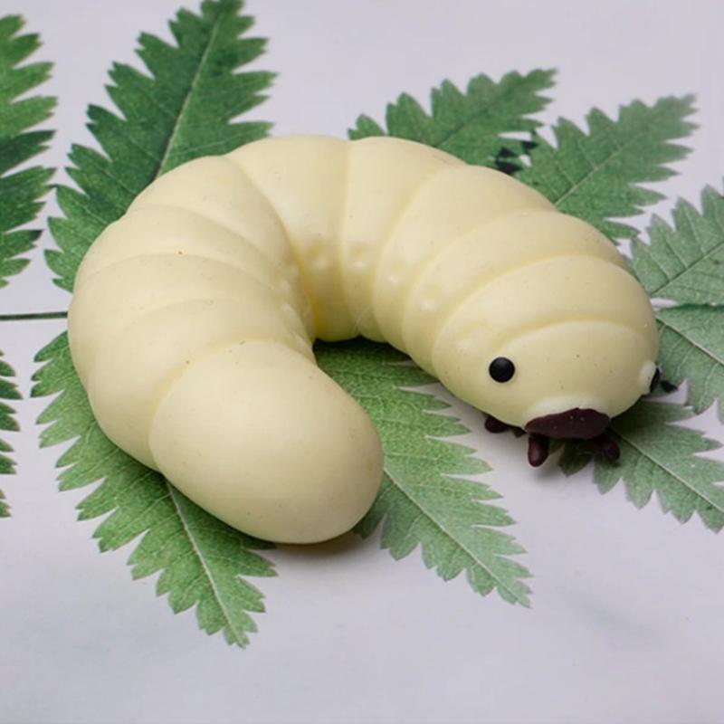 Simulation Soybean Mealworms Stress Relief Toy Slow Rebound Soft Mochi Toys Creative Funny Squishy Toy Sensory Fidget Toys Gifts