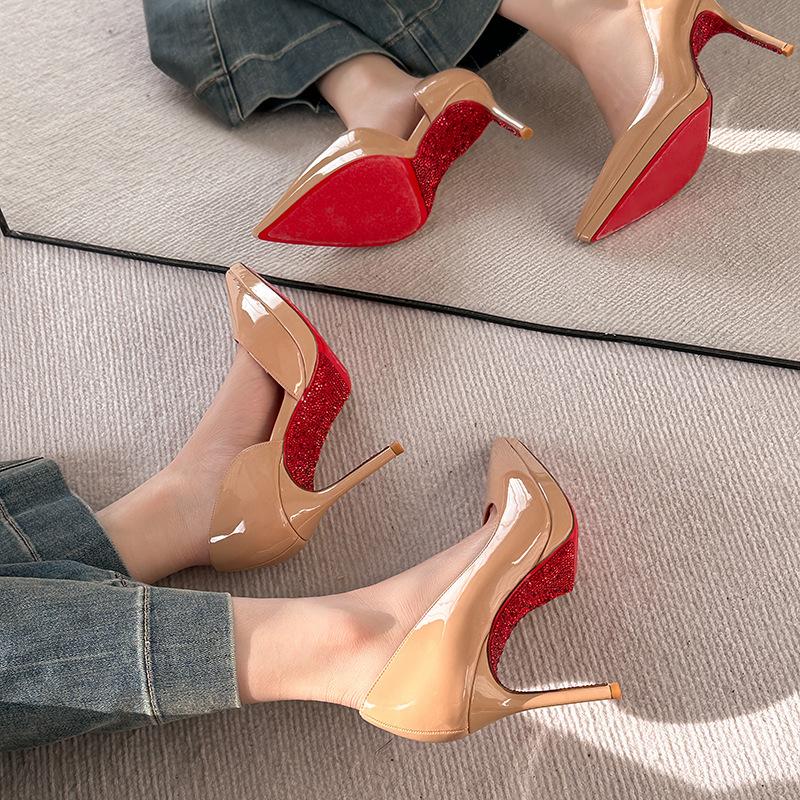 24C3 wasserdichter Tisch leer High Heels Damen Übergröße Französisch High-End Nude keine müden Füße Mode Stiletto Schuhe