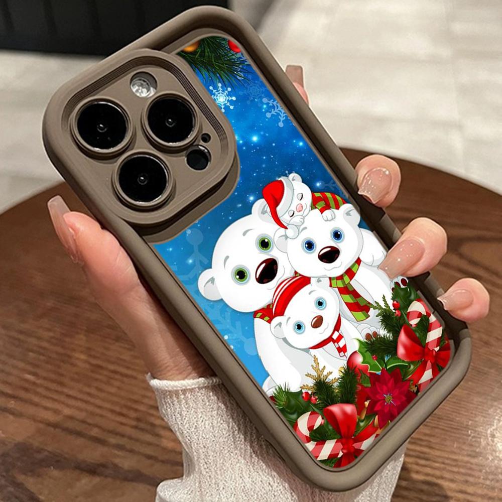 Sky Eye Ladder Soft Case for Samsung A06 A15 A25 A35 A55 A14 A24 A34 S23 S24 FE All Samsung Models Phone Cases Cover NY42 Merry Christmas Bear Deer