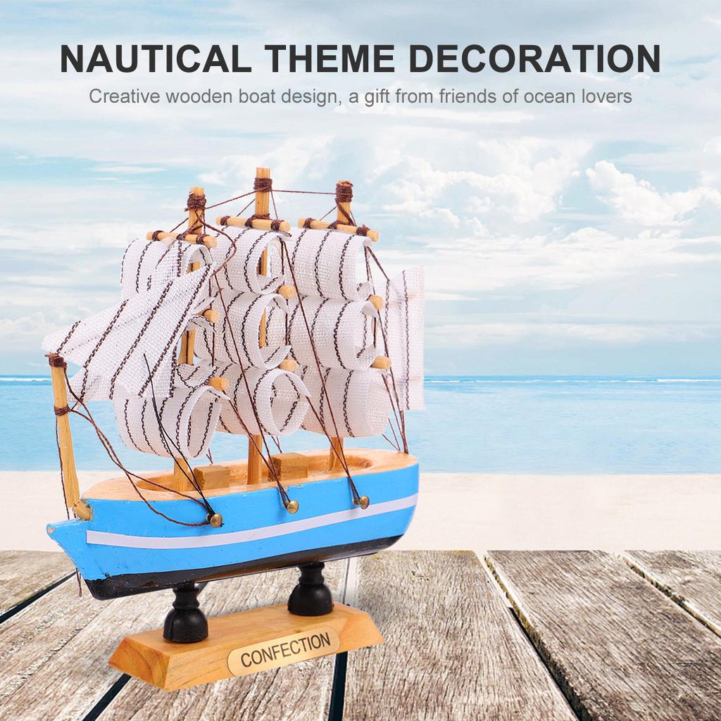 Wooden Sailboat Cake Ornament for Graduation Party Decoration Exquisite Home Office Desk Shelf Dining Table Decor Craft