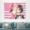 Madoka  Homura Hugging USA Flag Tapestry  Print Polyester Wall Hanging Kawaii Otaku Decor for Bedroom  Living Room