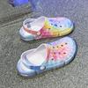 Summer Men's & Women's Sandals Tie-Dye Pattern Clogs Slip On Lightweight Two-Way Wear Garden Clogs Non-Slip Beach Slides