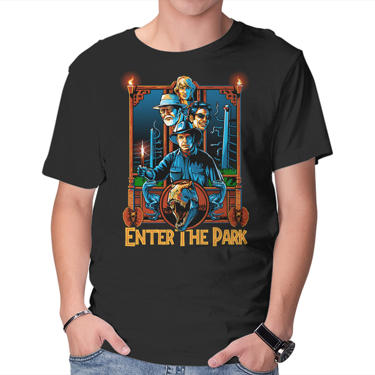 Unisex Crew Neck T-Shirt Enter The Park Graphic Short Sleeve Casual Tee XXXL