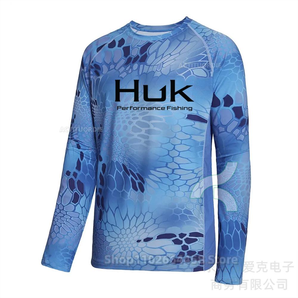 HUK fishing suit sun protection summer outdoor sports long-sleeved Uv protective fishing shirt quick drying top men