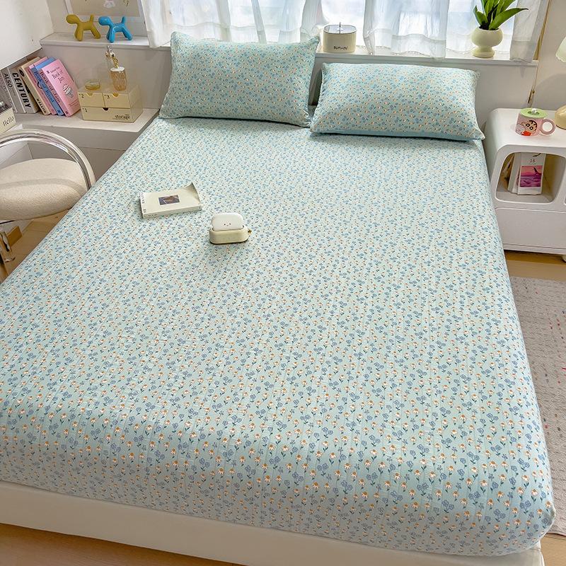 New Double-layer Gauze Bed Sheet Cover Single-piece Mattress Protective Cover Children's Single Dormitory All-inclusive Non-slip Sheets