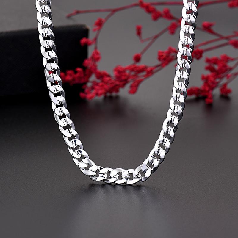 Luxury designer   Copper trend 7mm Cuban Chain Necklace for women men Concave Sideways Wedding accessories Jewelry