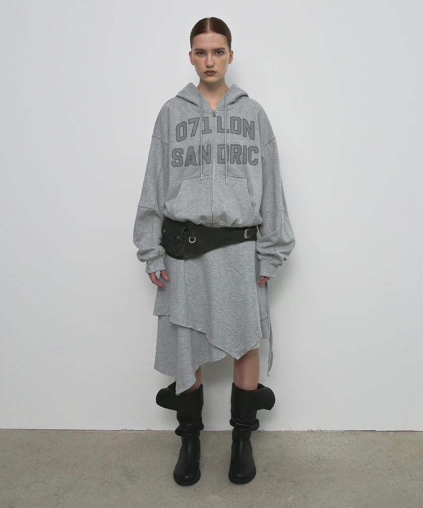 Saendeulig Unbalanced String Midi Skirt_Melange Gray