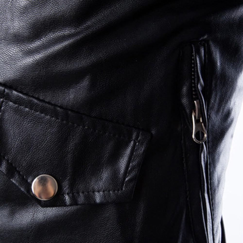 Fashion Men's Autumn Winter Casual Leather Zipper Long Sleeve Jacket Coat Tops