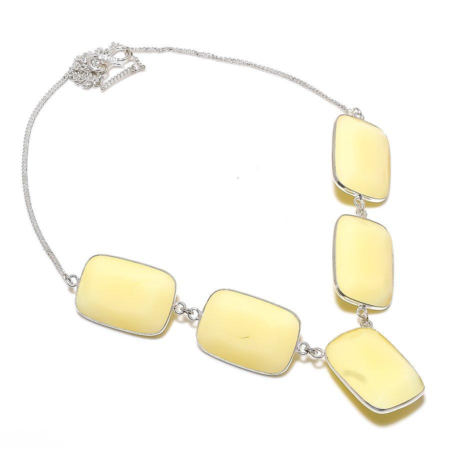 

Подарочное ожерелье ручной работы из стерлингового серебра 925 пробы с натуральным желтым ониксом 18 дюймов d4R31