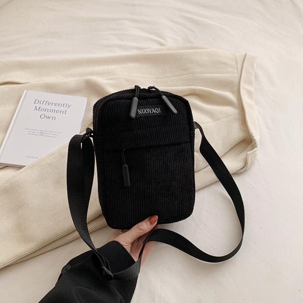 Corduroy Women's Crossbody Bag Casual Sports Student Mobile Phone Small Shoulder Bag Solid Color Female Handbag Fashion New
