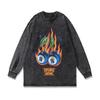 Trendy Brand Men'S High Street Personalized Printing Long-Sleeved T-Shirt Retro Pure Cotton Crew Neck Sweater For Men And Women
