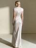Haute Couture Satin V-Neck Cinched Waist Mermaid Dress