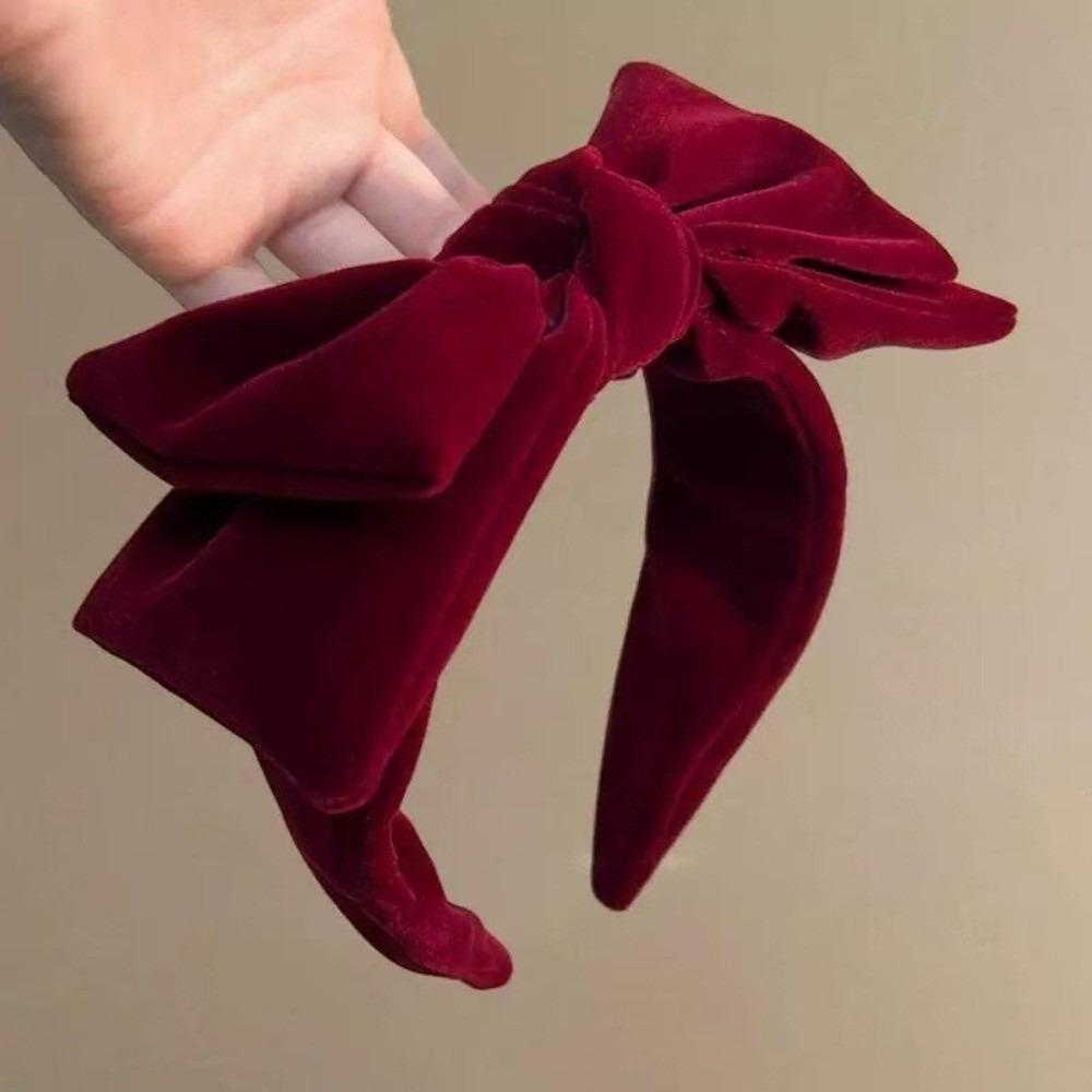 Solid Color Hairband Wide Brim Hair Hoop Fashionable Velvet Bow Headband Women