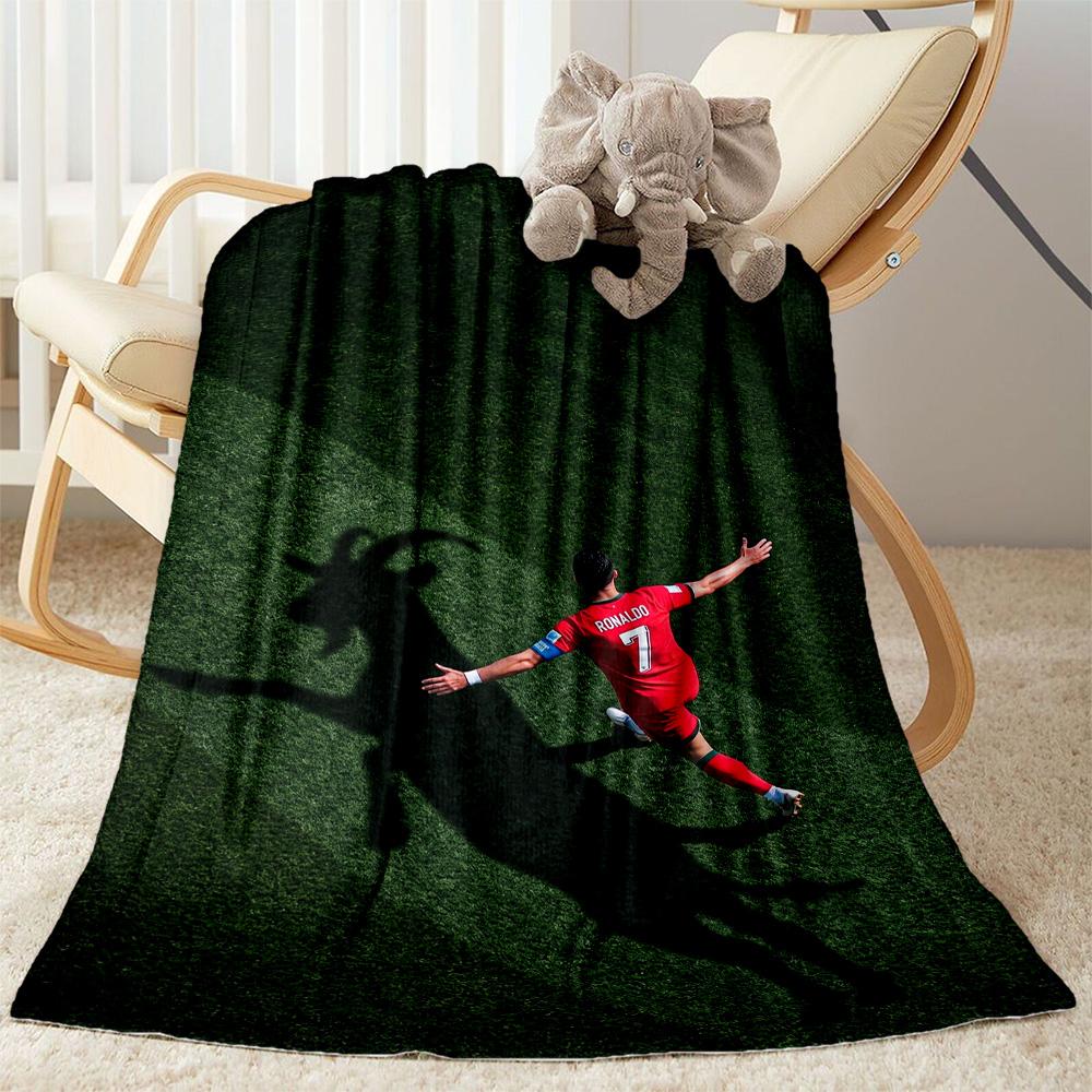 Ronaldo's Soccer Player Celebration Blanket Durable Comfort Suitable for Bed Office Chair Couch Four Seasons Universal Playful Design