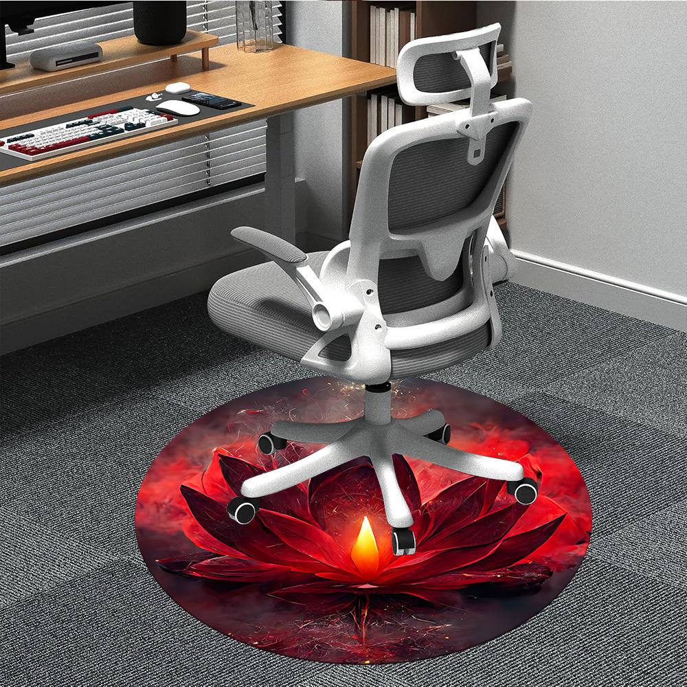 

1pc Lotus Bloom Office Round Area Rug, Indoor Mat Suitable ForOffice, Under Office Chairs Bedroom Living Room Home Decor, Room Deco, D095 80cm by 80cm