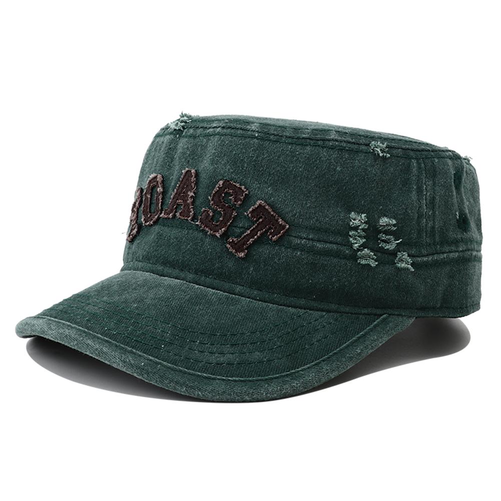 

New Unisex Flat Top Hat For Men Retro Vintage Black Green Army Cap Women Adjustable Washed Cotton Military Baseball Caps Adjustable