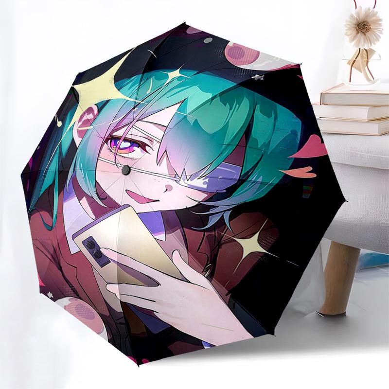 1 Stück Outdoor-Schirm mit Anime-Charakter-Design - Automatisches Öffnen/Schließen, Tragbares 3-fach faltbares Design, 8-Speichen-Eisenrahmen, Perfektes Geschenk für Fans, Tr