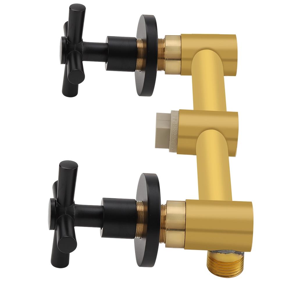 Brass Basin Hot and Cold Mixing Tap Concealed Bathroom Sink Faucet Mount On Wall Matte Black