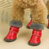 4PCS Rubber Soles Winter Pet Dog Shoes Plush Dog Fleece Shoes Dog Snow Boots  Outdoor Use