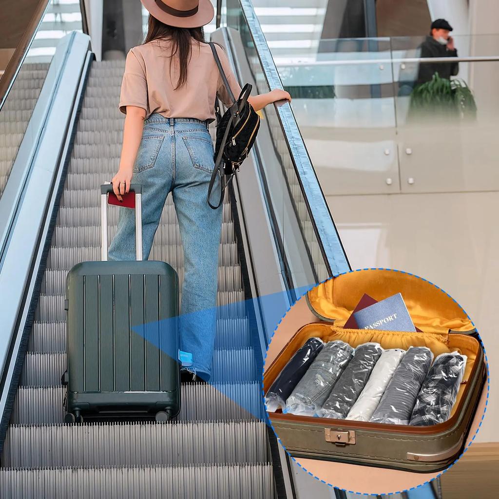 16 Pack Space Saver Vacuum Storage Bags For Travel Essentials Compression Bags for Travel, Roll Up Pouch Clothes Organizer