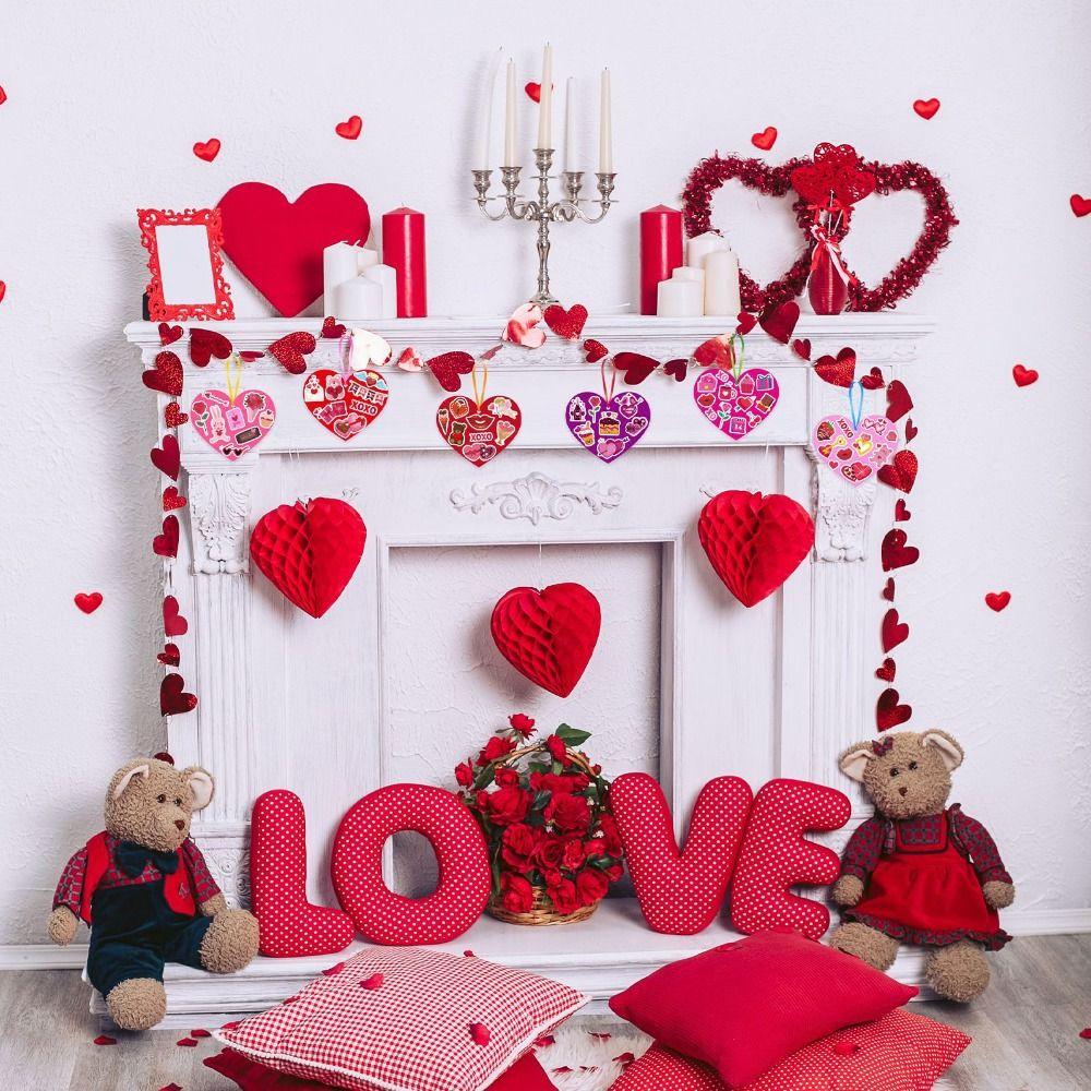 Bunte Herzform Valentinstag Geschenkkarte Liebesgeständnis Geschenkset DIY Grußkarten Cartoon Handgemachte Kekse Anhänger