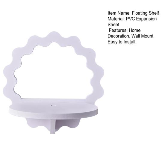 White Square Wall Floating Shelf Round Hexagon Flower Shape Wall Mount Display Shelf