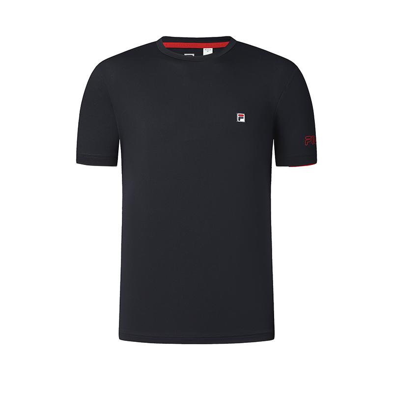 FILA Tennis Series Simple Nautical Casual Daily Versatile Comfortable Knit Short Sleeve T-Shirt Men Tops Navy-Blue A51M523101F-NV