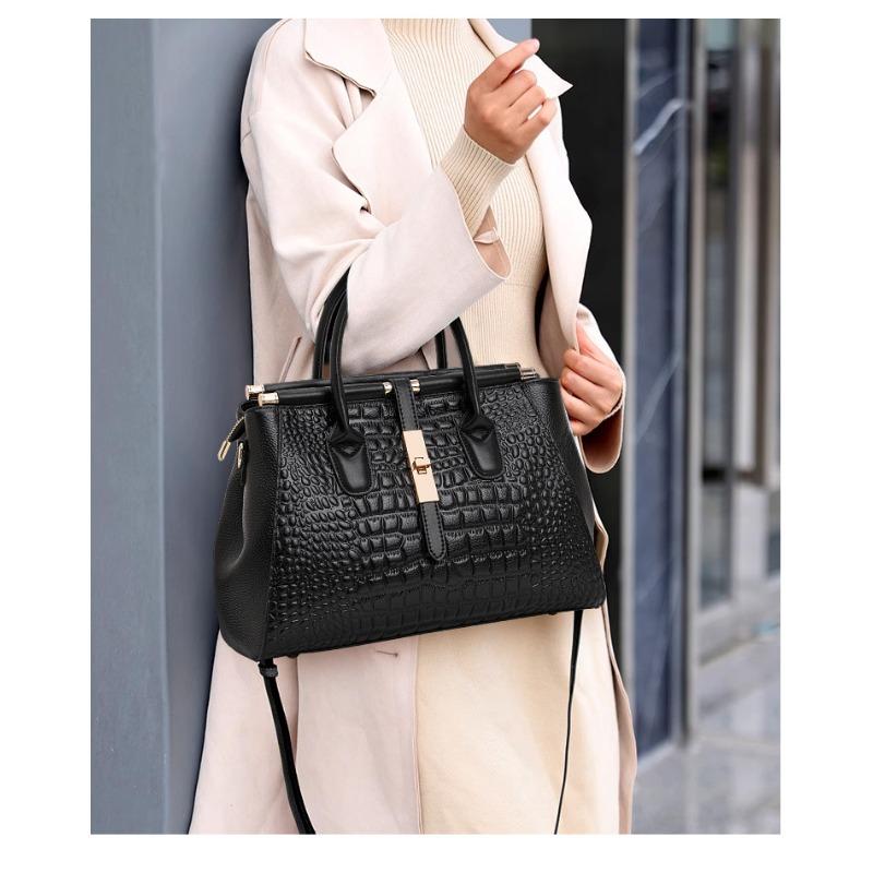 New Autumn and Winter European and American Style Simple Shoulder Bag Handbag Crocodile Pattern Large-capacity Styling Bag