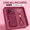Purple Flowers Printed Lanyard Phone Case For iPhone 17 Pro Max Air 16E 16 14 15 Pro 12 13 Pro Max 11 Soft TPU Wrist Strap Cover
