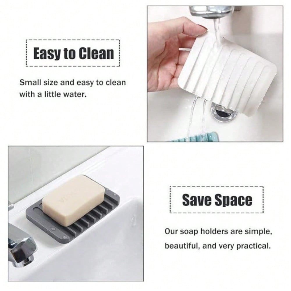 Square Creative Soap Dish, No-Drill Simple Drainage Holder for Waterless Storage
