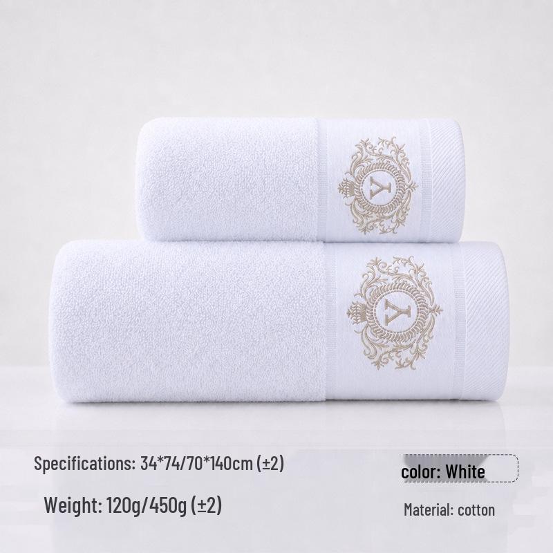 Toalha de Banho e Rosto Bordada de Algodão Puro Espesso - Altamente Absorvente, Perfeita para Uso Doméstico ou Presentes