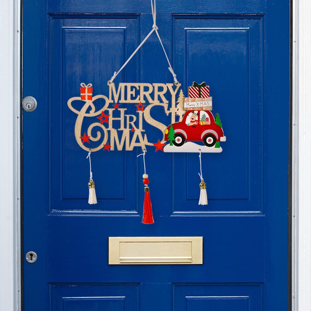 Stunning Wood Christmas Tree Hanging Ornament Merry Christmas With Elegant Design