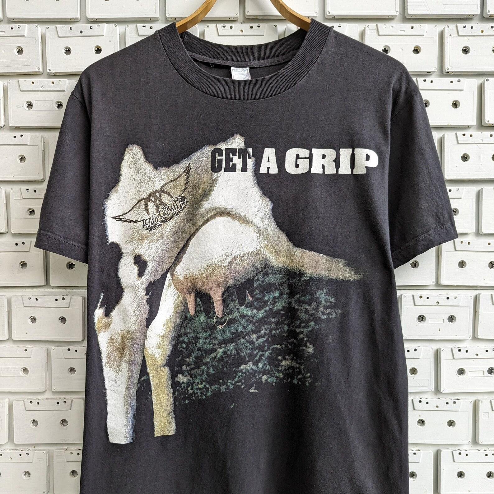 Vintage 90s Aerosmith Get A Grip T shirt Hard Rock Glam Metal Steven Tyler Band Merch Tee Size M/L M