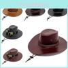 Classic Pu Leather Cowboy Hat With Sunshade Features For Outdoor Adventures For Men