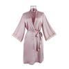 Feiyun's new satin pajamas women's cuffs splicing sexy lace lace-up pajamas bathrobes loungewear 111