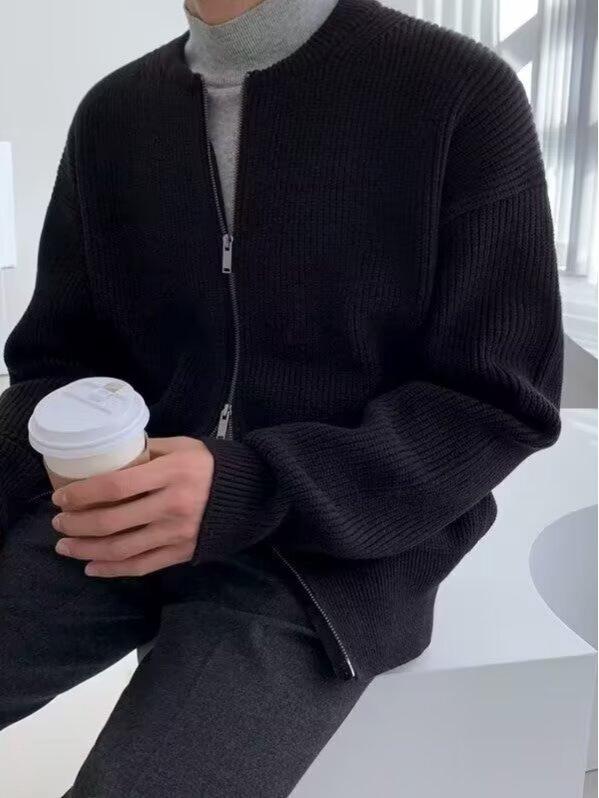 Męski Kardigan Dzianinowy w Koreańskim Stylu - Ciepły, Modny i Wszechstronny Modny Jesienny Sweter