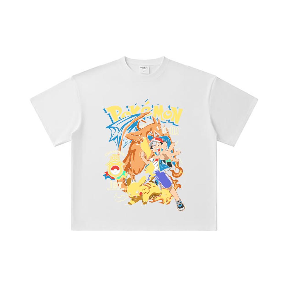 260 GSM Double Yarn 32 Count 100% Cotton Pokemon V1 Print Unisex Heavy Cotton T Shirt