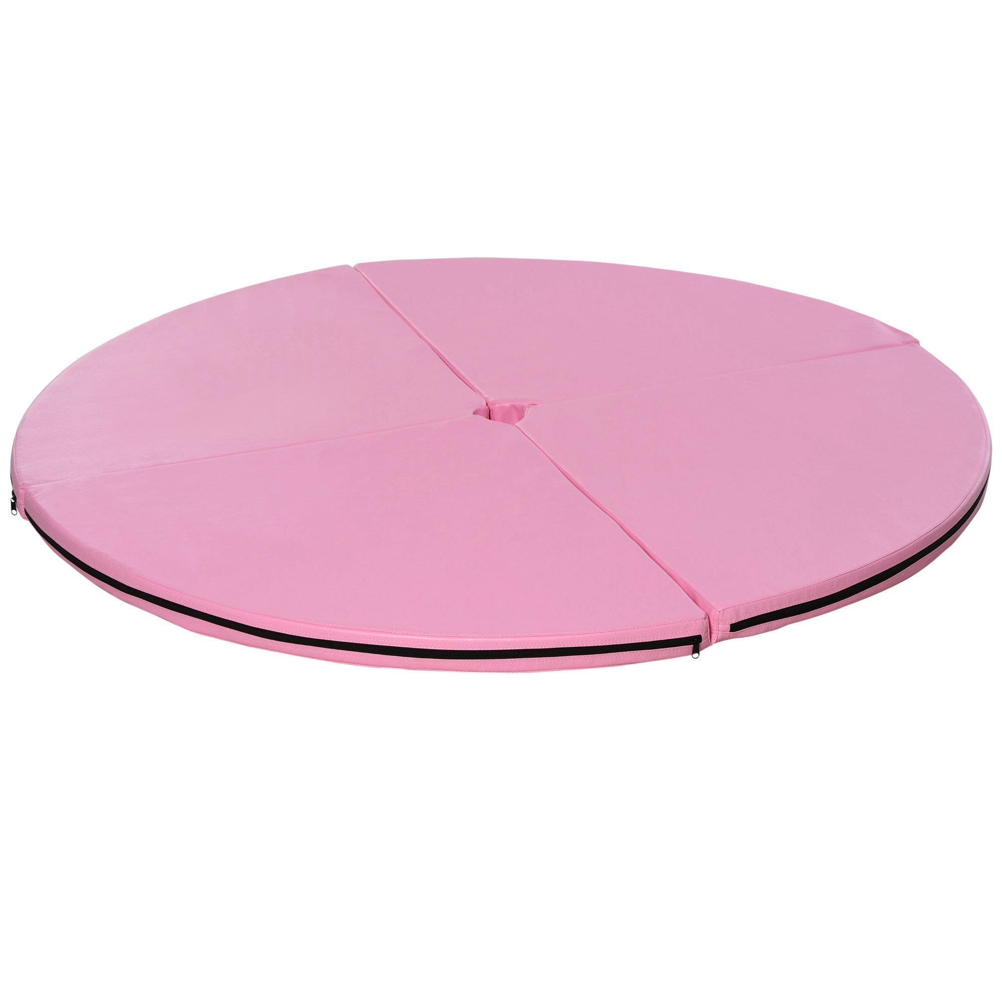 Tapis de Pole Dance 5 cm d'épaisseur Rond en Plastique pour Exercices de Pole Dance Gymnastique Yoga Rose