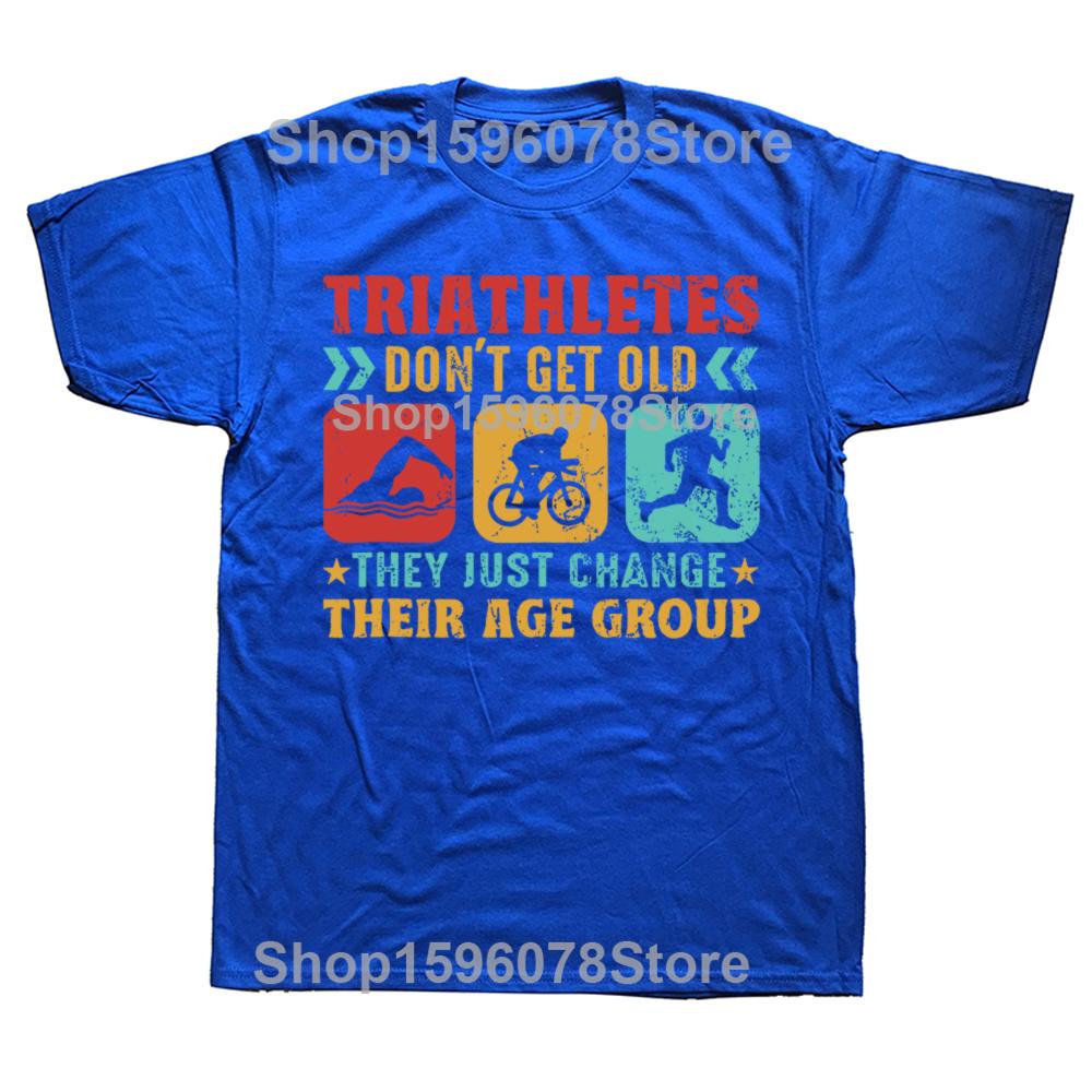 Rolig Triathlondesign Män Kvinnor Triathleter Simma Cykla Löp T-shirt Sommar Grafisk Bomull Streetwear Kortärmad Gåvor T-shirt