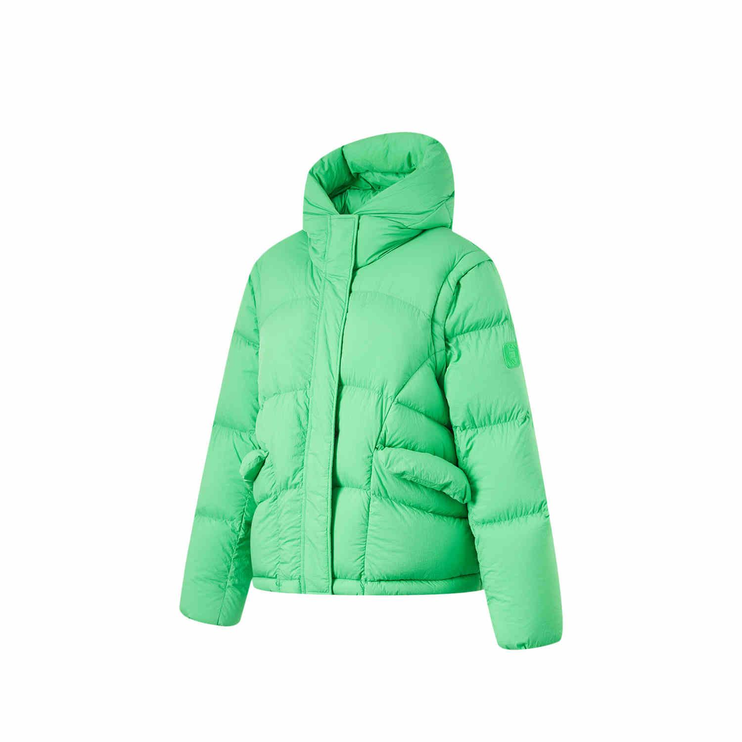 

Li-Ning Loose Fit Solid Color Zip Short Down Jacket Women Jackets Crystal-Green AYMU086-1 M