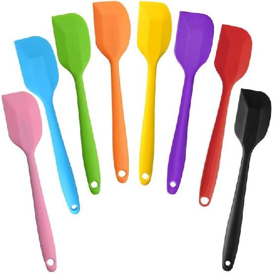8 Pieces Silicone Spatulas,8.5 inch Non-stick Spatulas with Stainless Steel Core,Heat Resistant-500℉, One Piece Design,Food Grade Silicone,