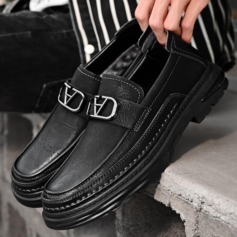 Módní značka Pánské Čtyřsezónní Nové Módní a Pohodlné Ležérní Kožené Boty Klasické Pánské Business Mokasíny se Silnou Podrážkou